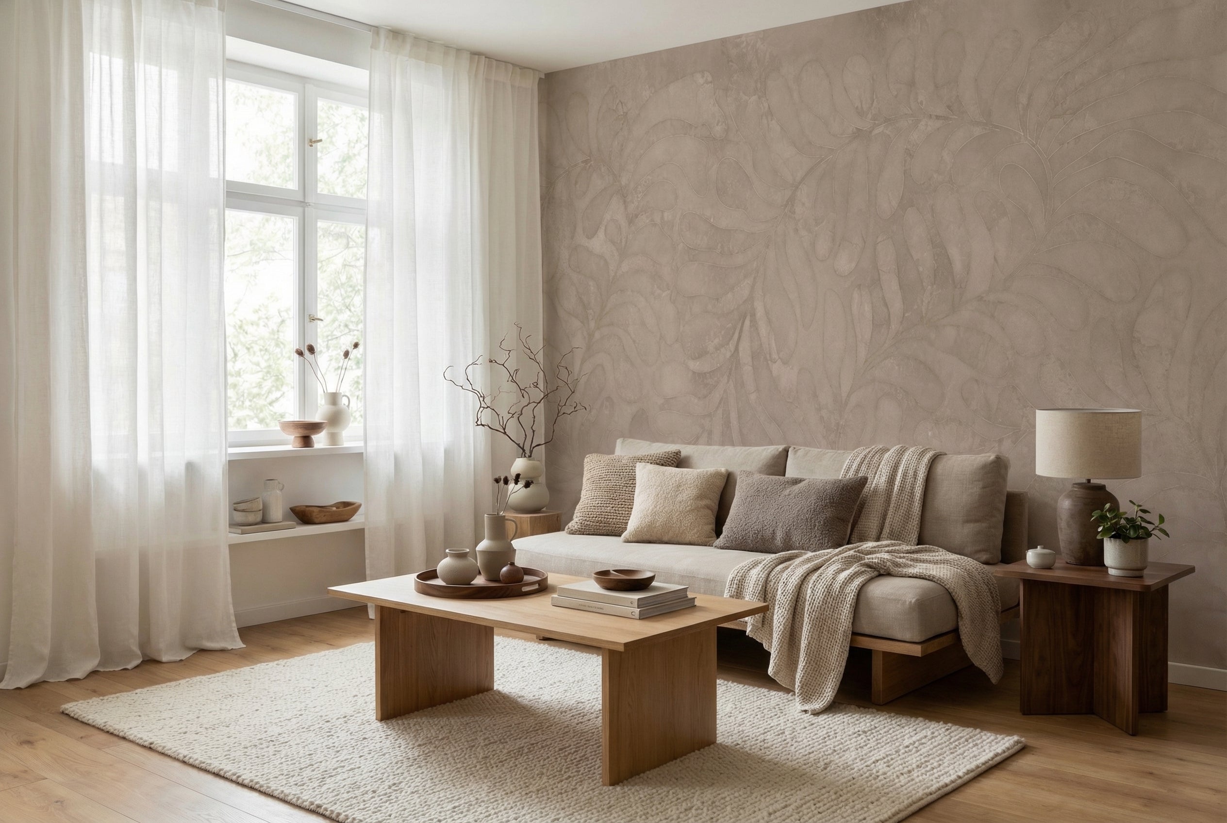 Behang Leaf | Clay