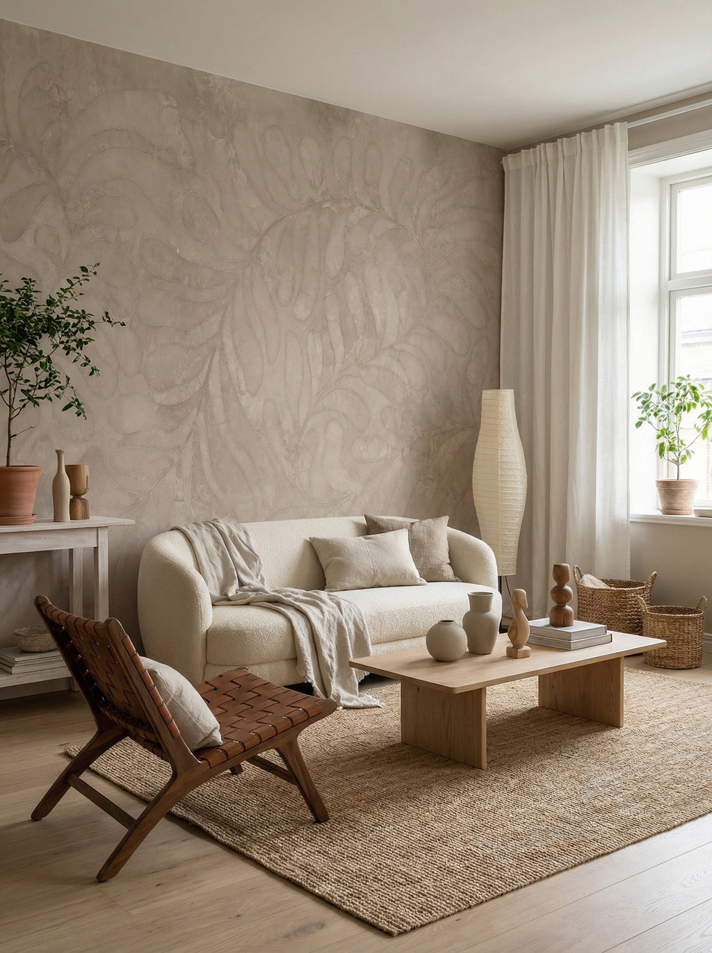 Behang Leaf | Clay