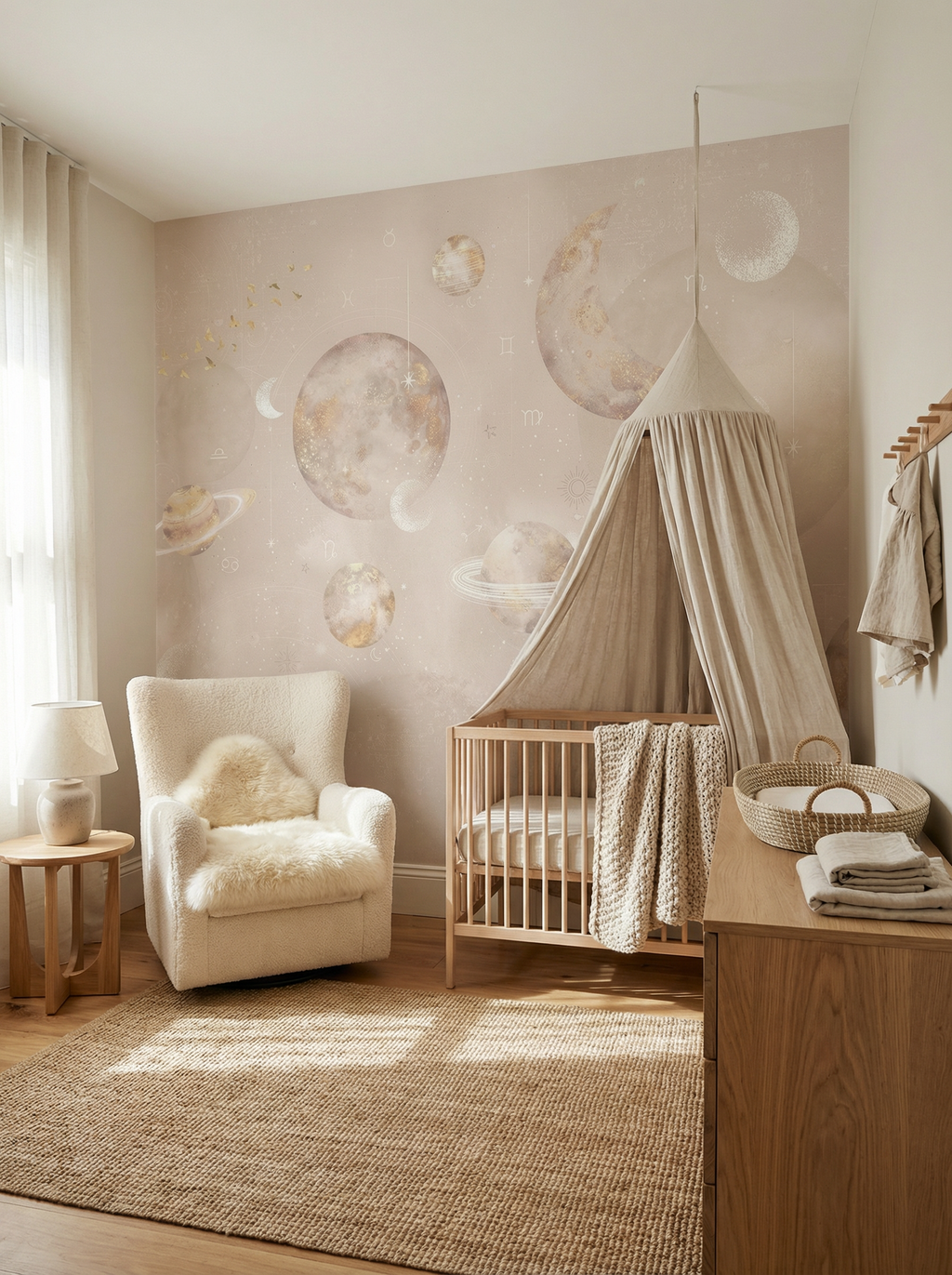 Behang Pastel Planets | Beige