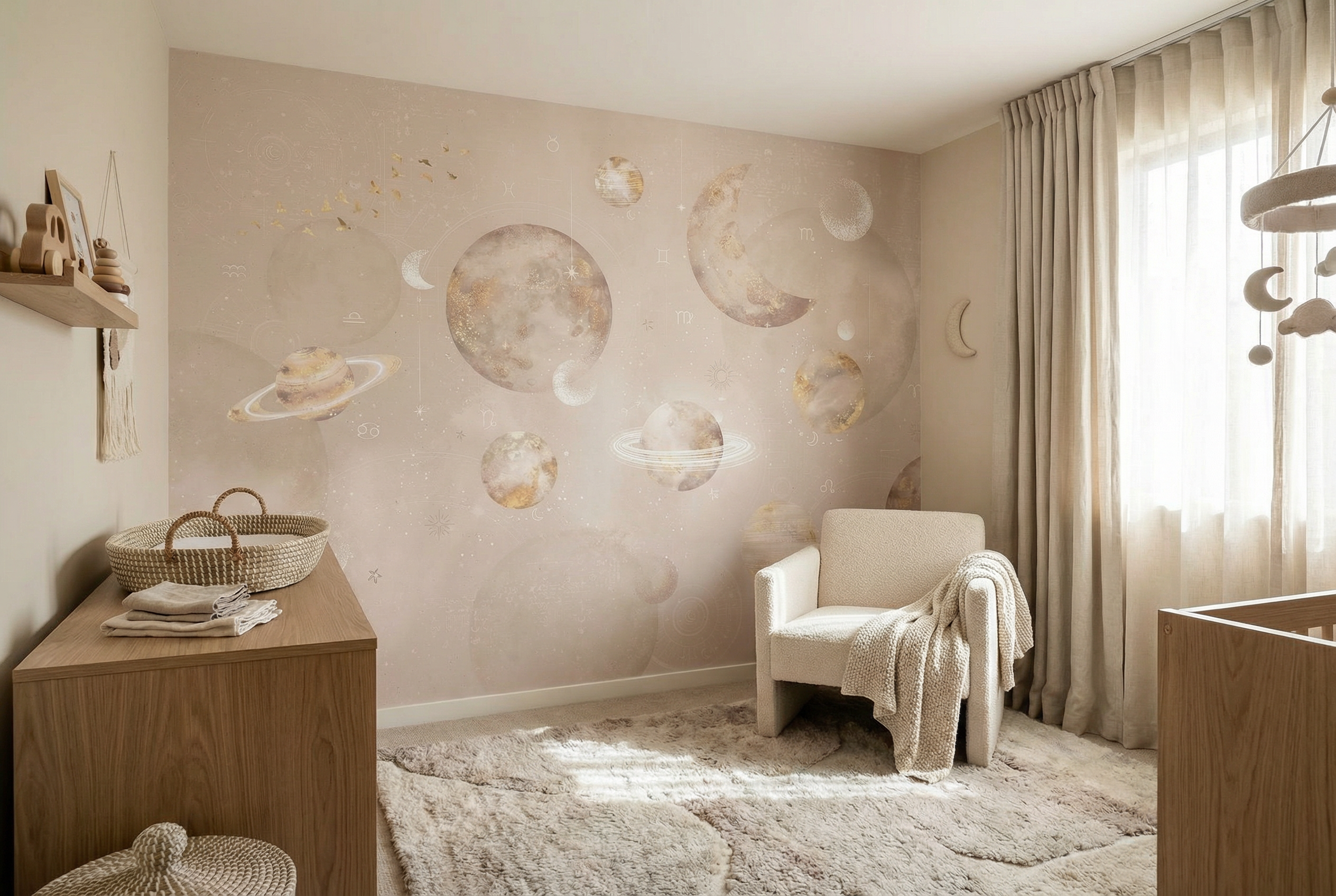 Behang Pastel Planets | Roze