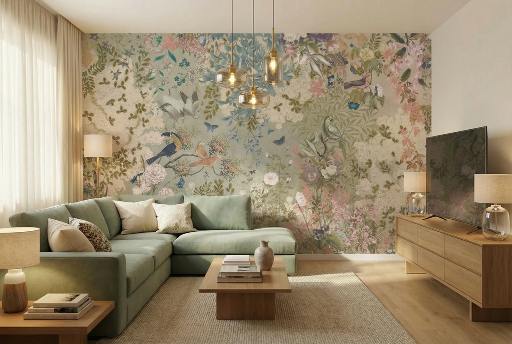 Behang Botanical Blossom | Groen