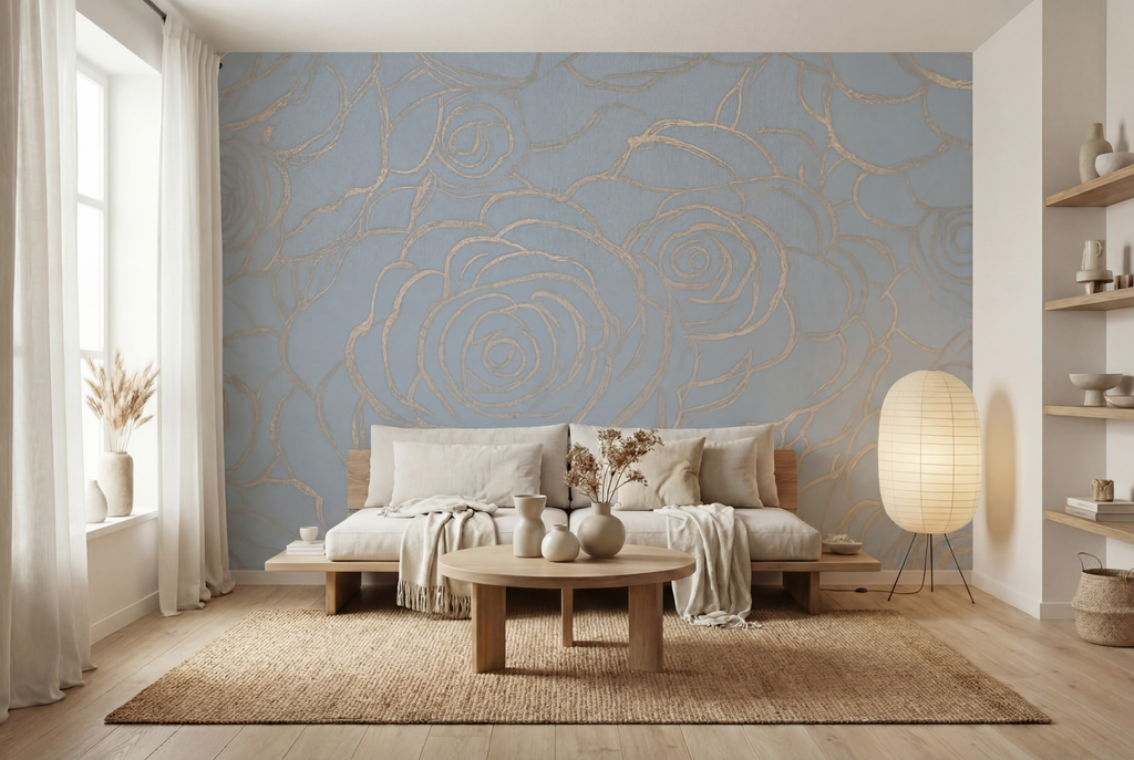Behang Wild Roses | Blue