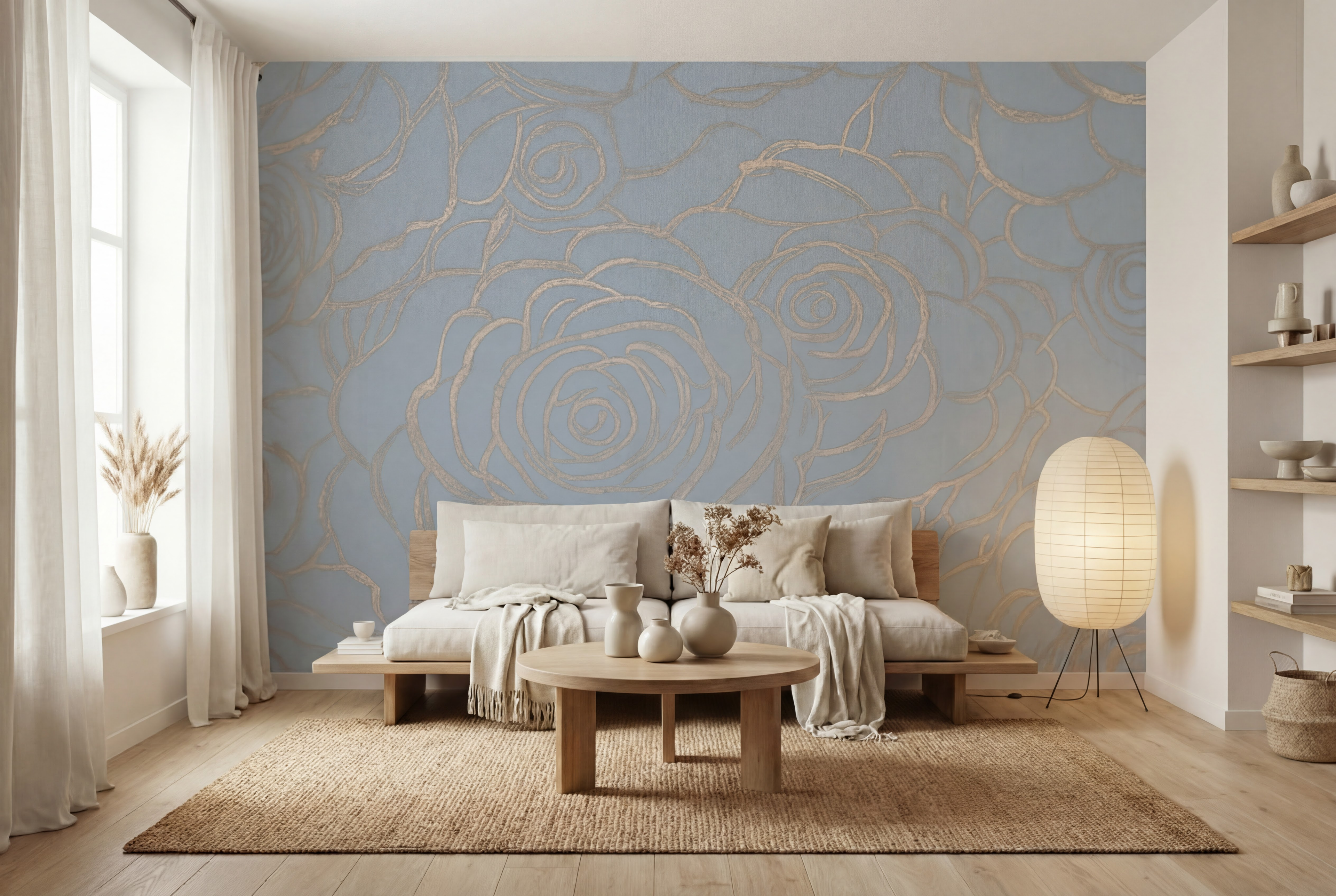 Behang Wild Roses | Blue