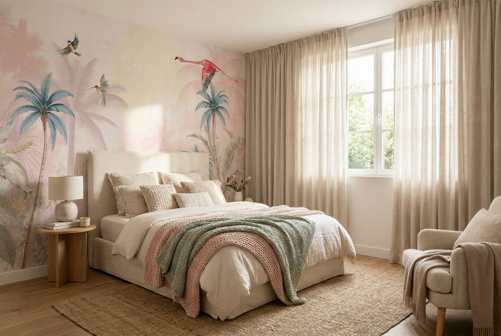 Behang Pink Flamingo