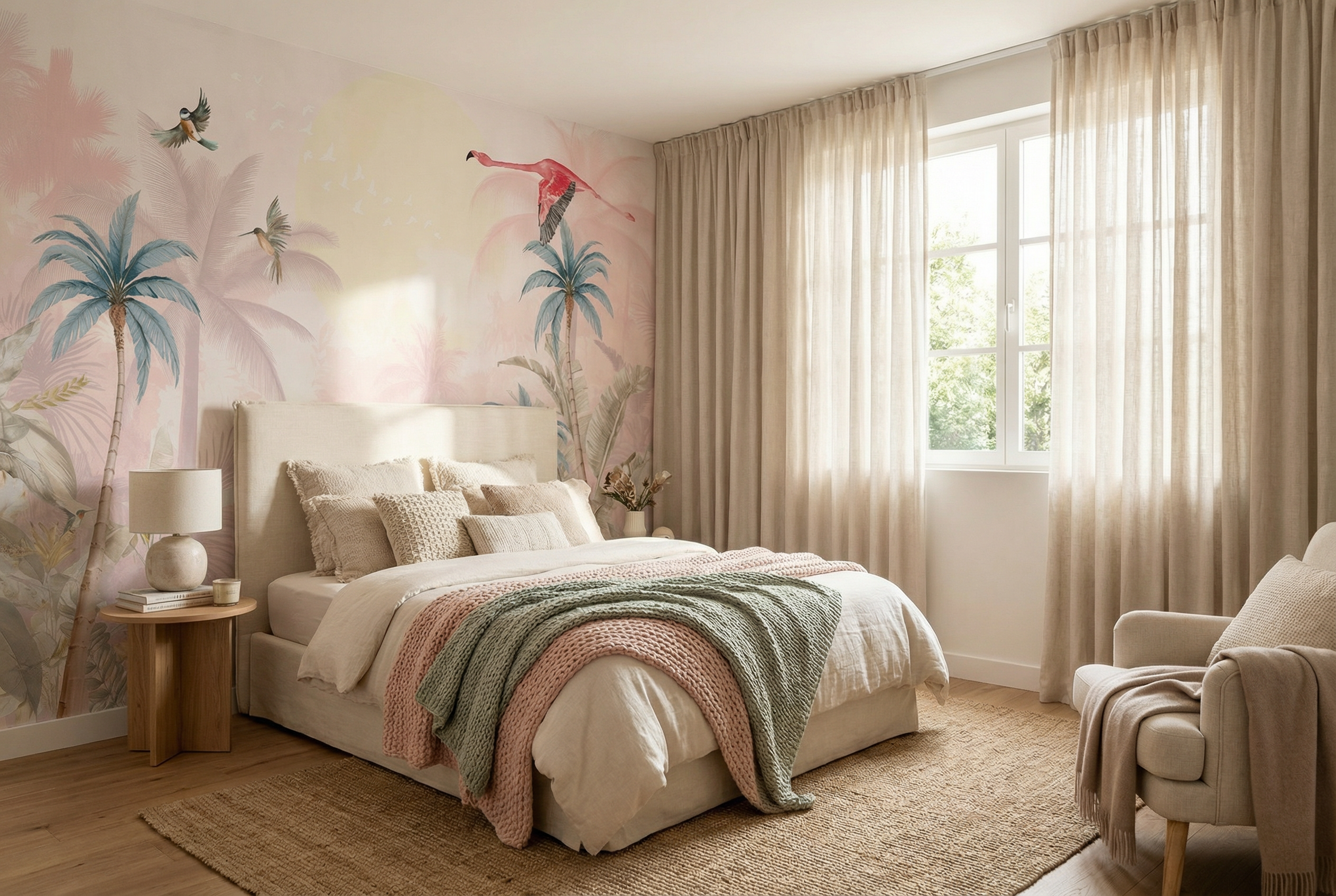 Behang Pink Flamingo