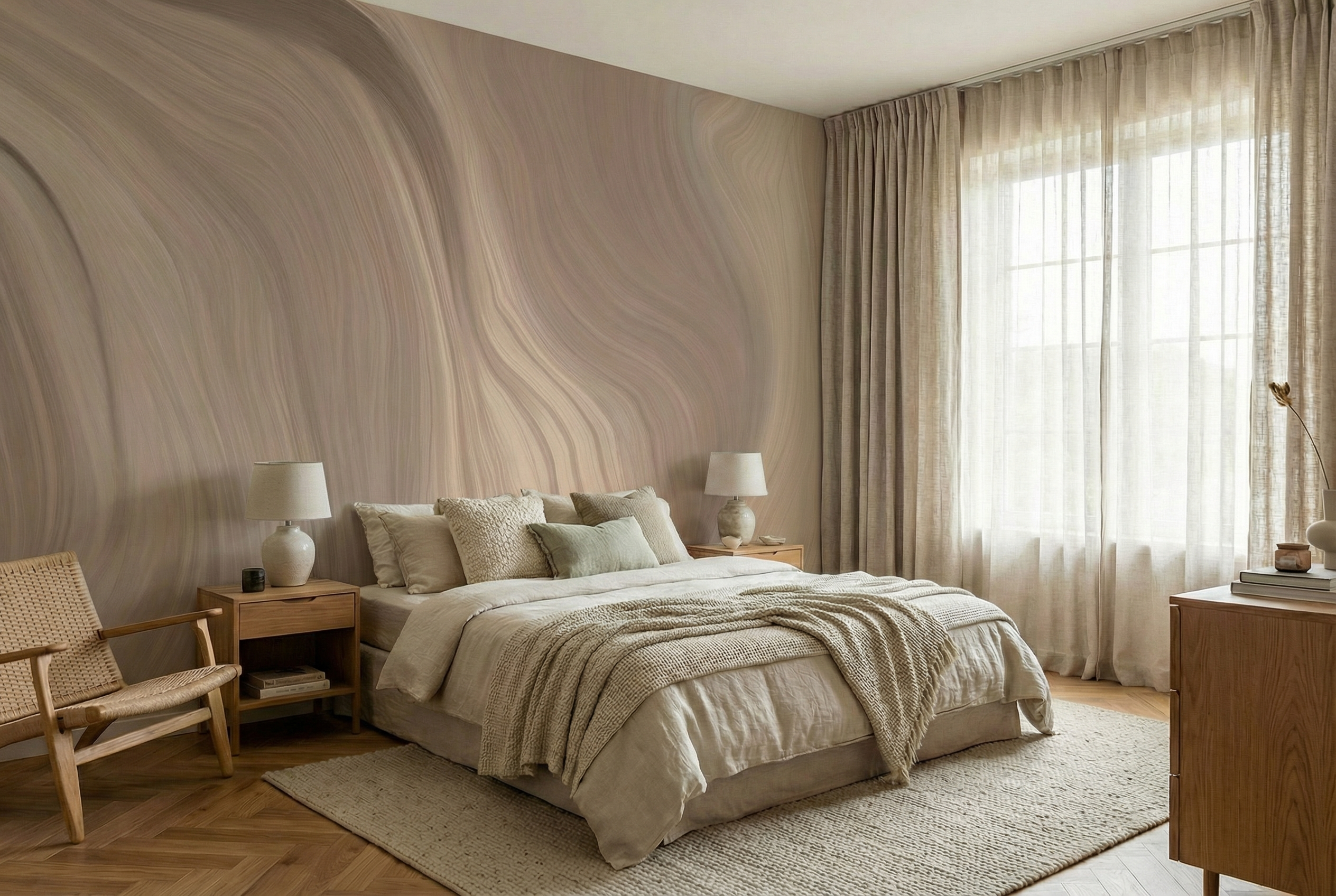 Behang Desert Waves | Clay & Champagne