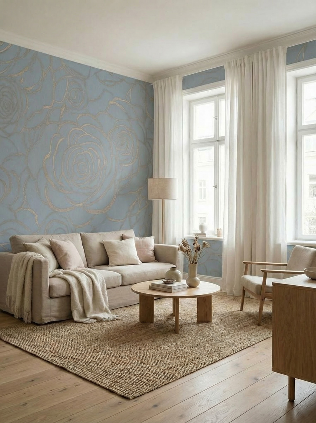 Behang Wild Roses | Blue