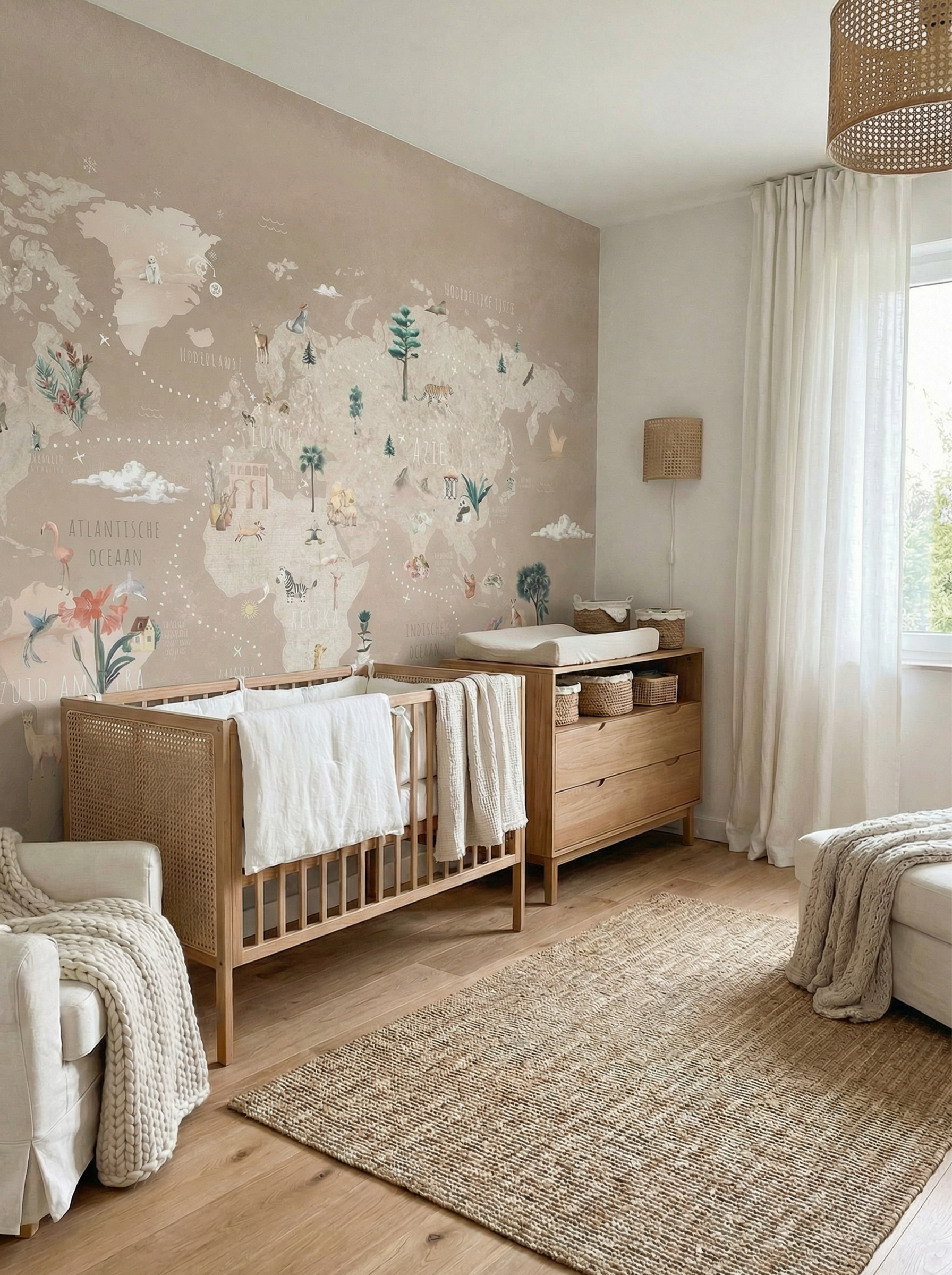 Behang Wereldkaart | Beige