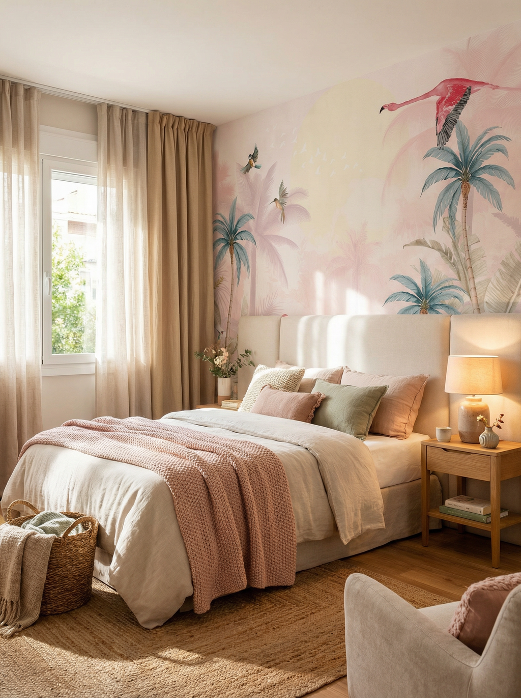 Behang Pink Flamingo