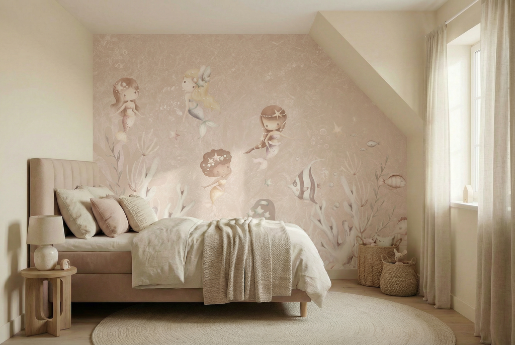 Behang Swimming Mermaids | Roze