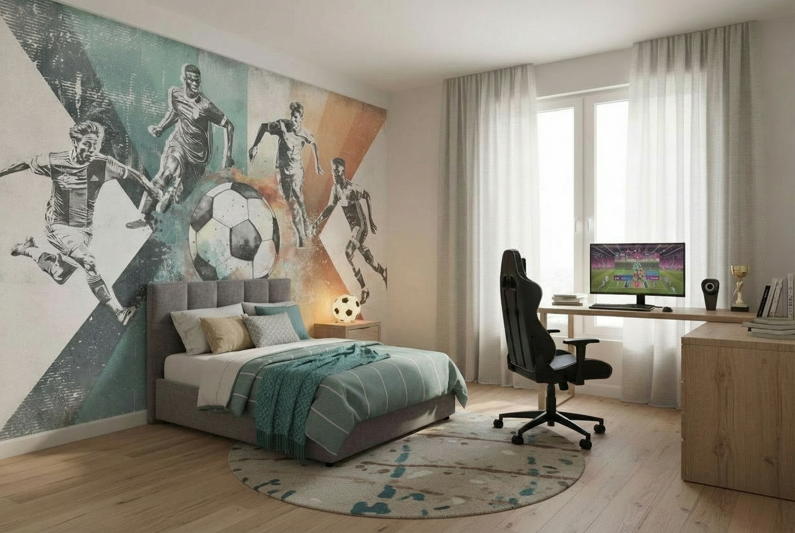 Behang Voetbal | Mannen | Blauw Rood
