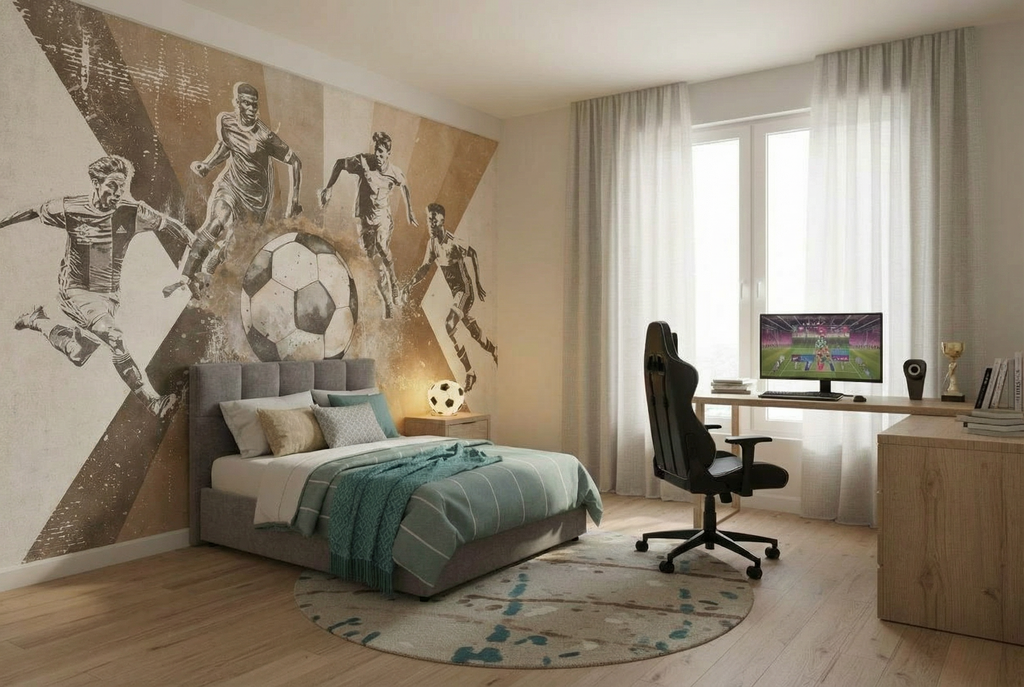 Behang Voetbal | Mannen | Taupe