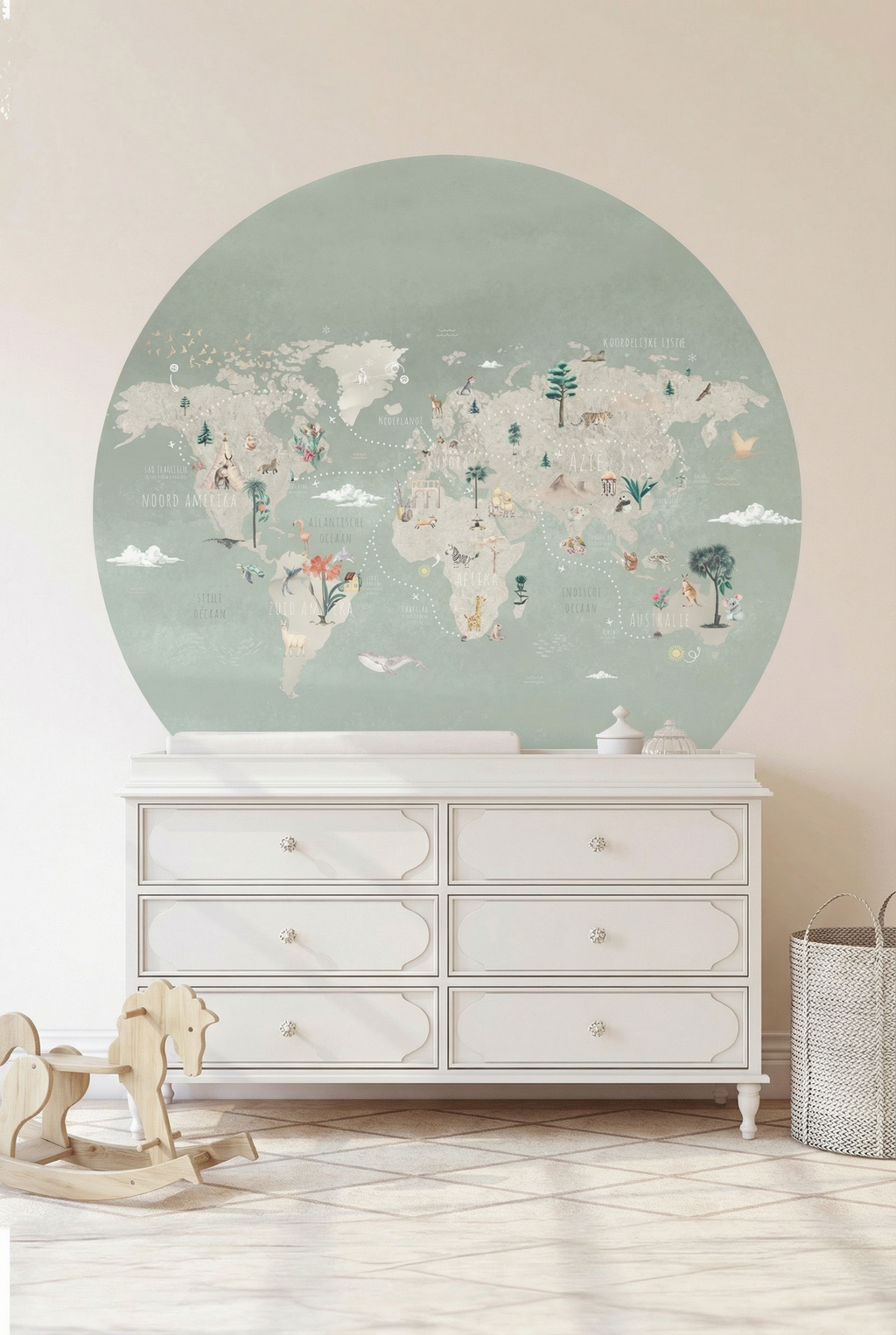 Behangcirkel Wereldkaart | Mint