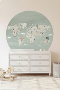 Behangcirkel Wereldkaart | Mint