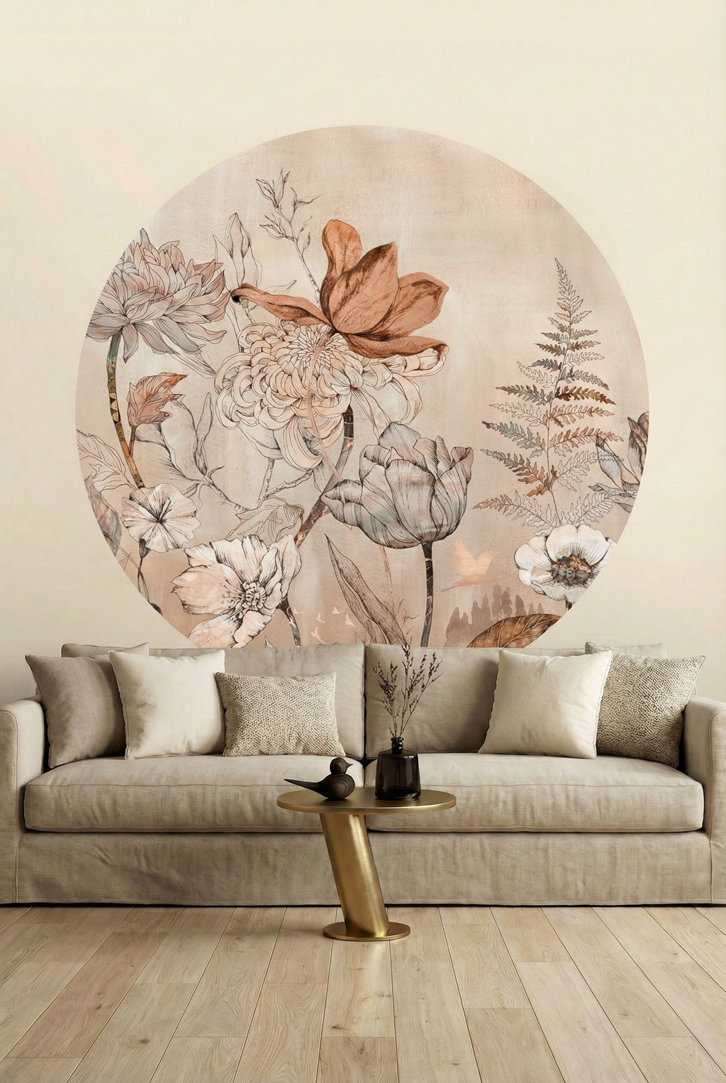 Behangcirkel Floral Garden | Roze