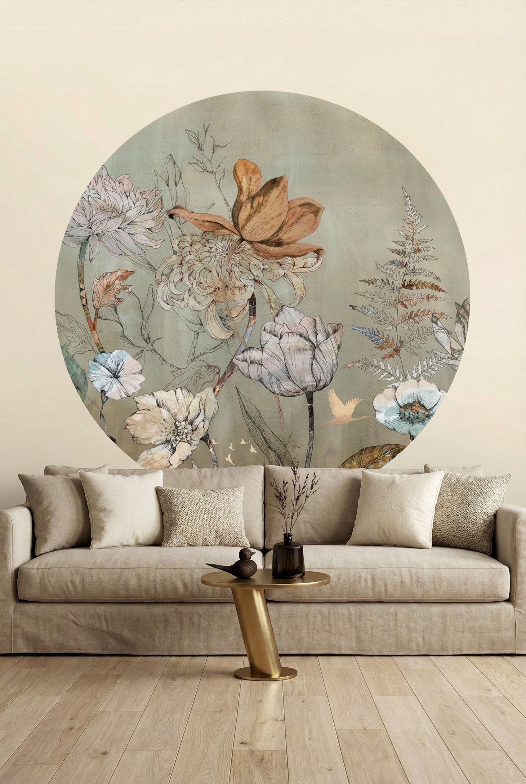 Behangcirkel Floral Garden | Groen