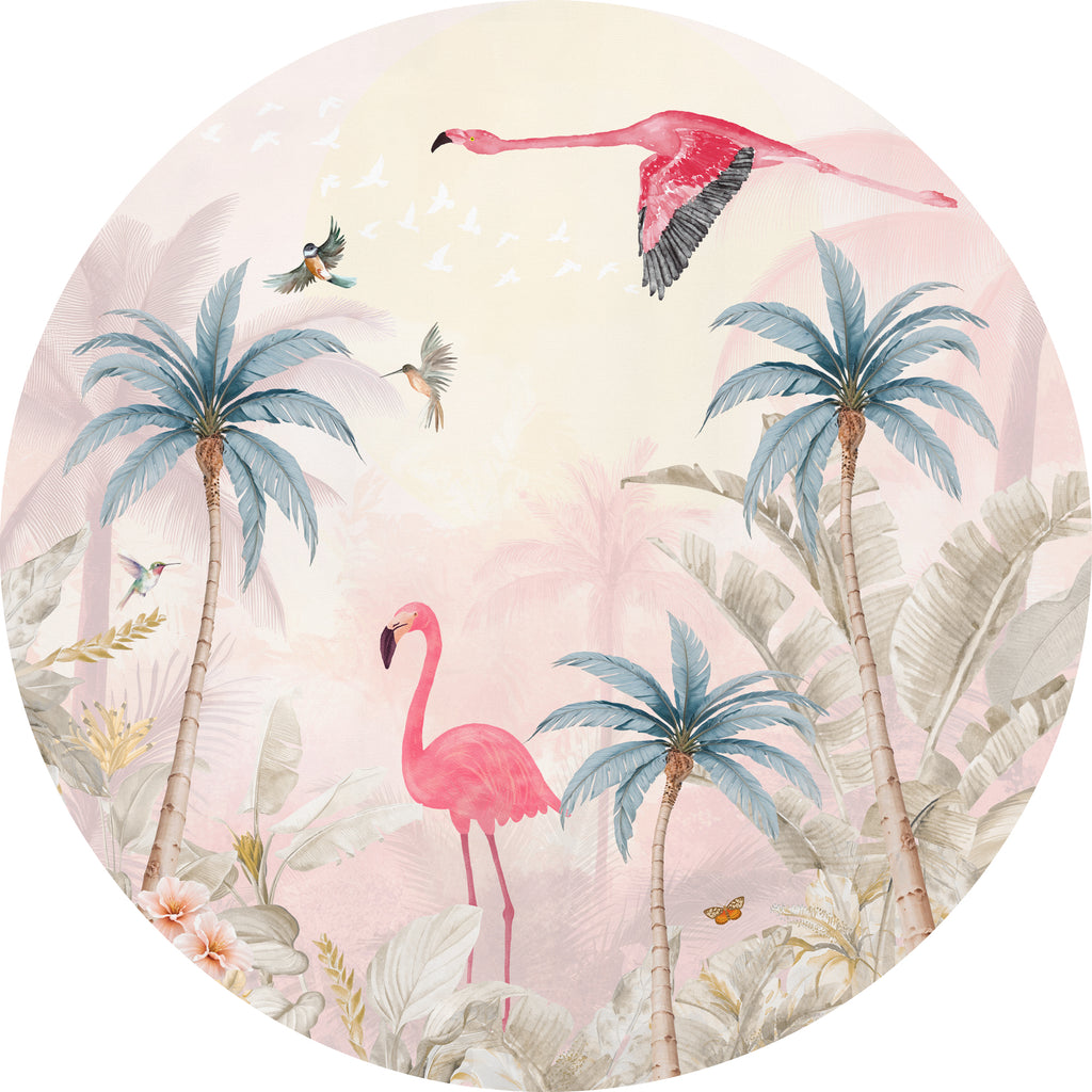 Behangcirkel Pink Flamingo