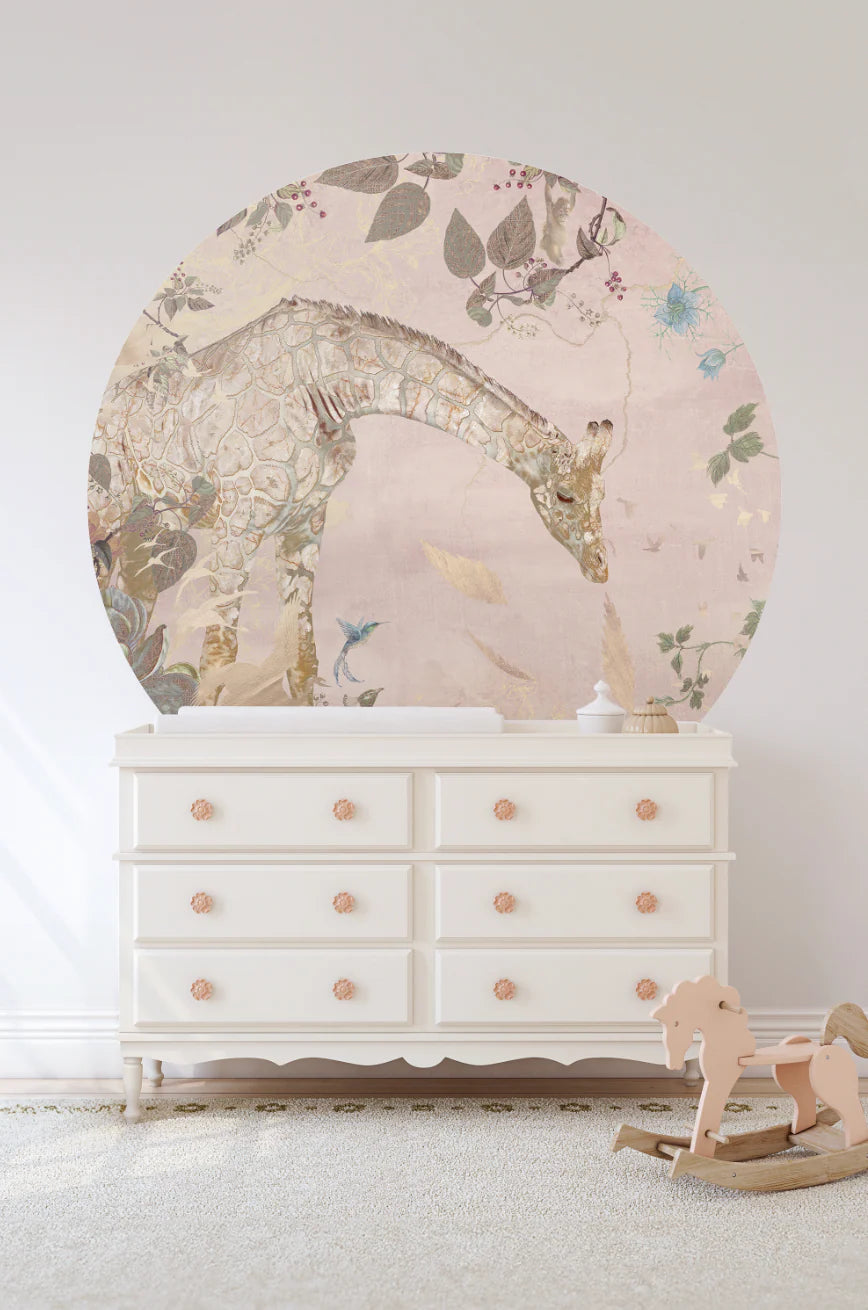 Behangcirkel Giraffe | Roze