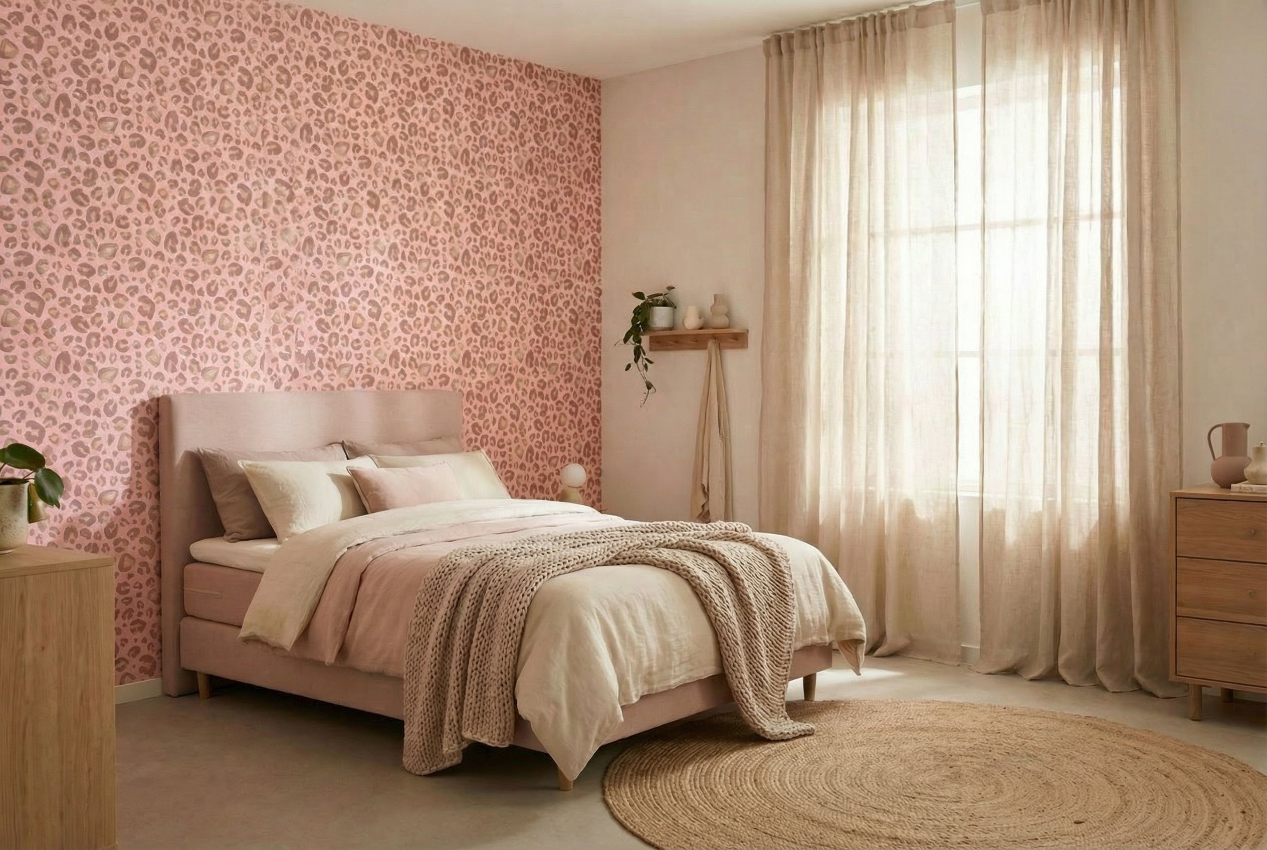 Behang Wild Leopard | Roze