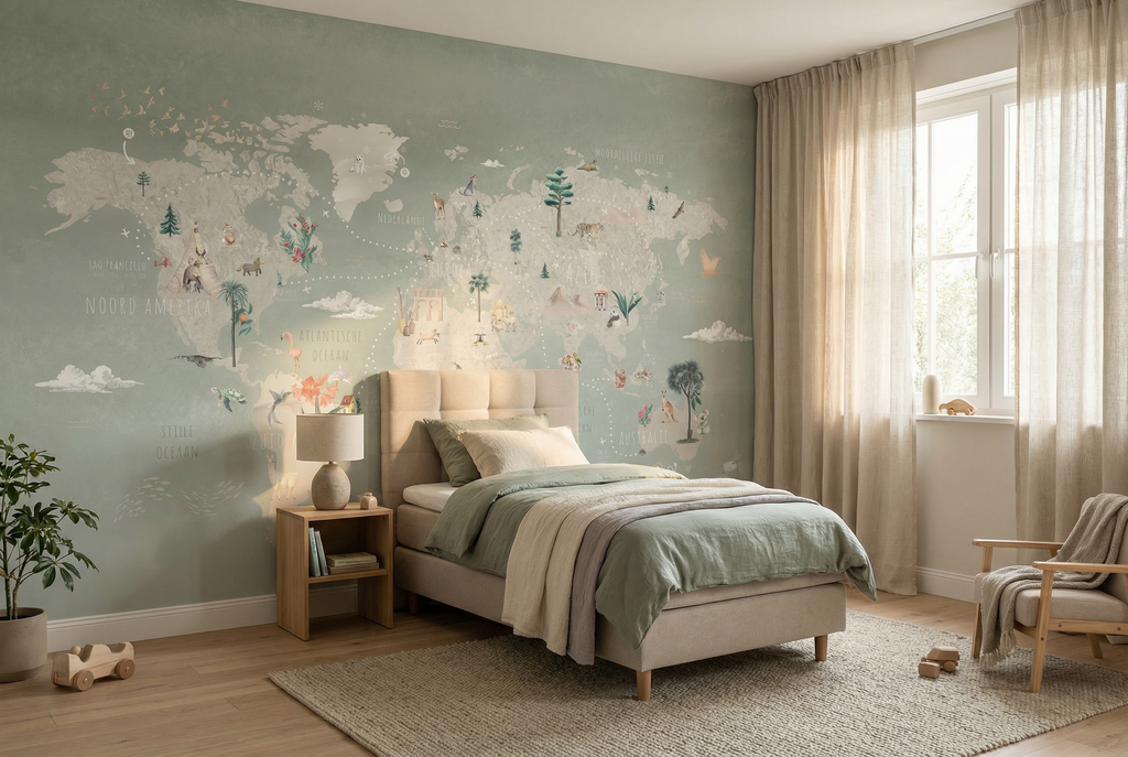 Behang Wereldkaart | Mint