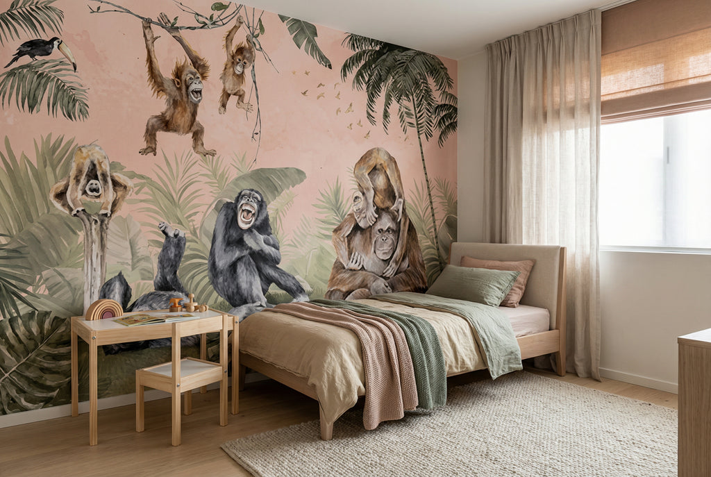 Behang Apen | Roze