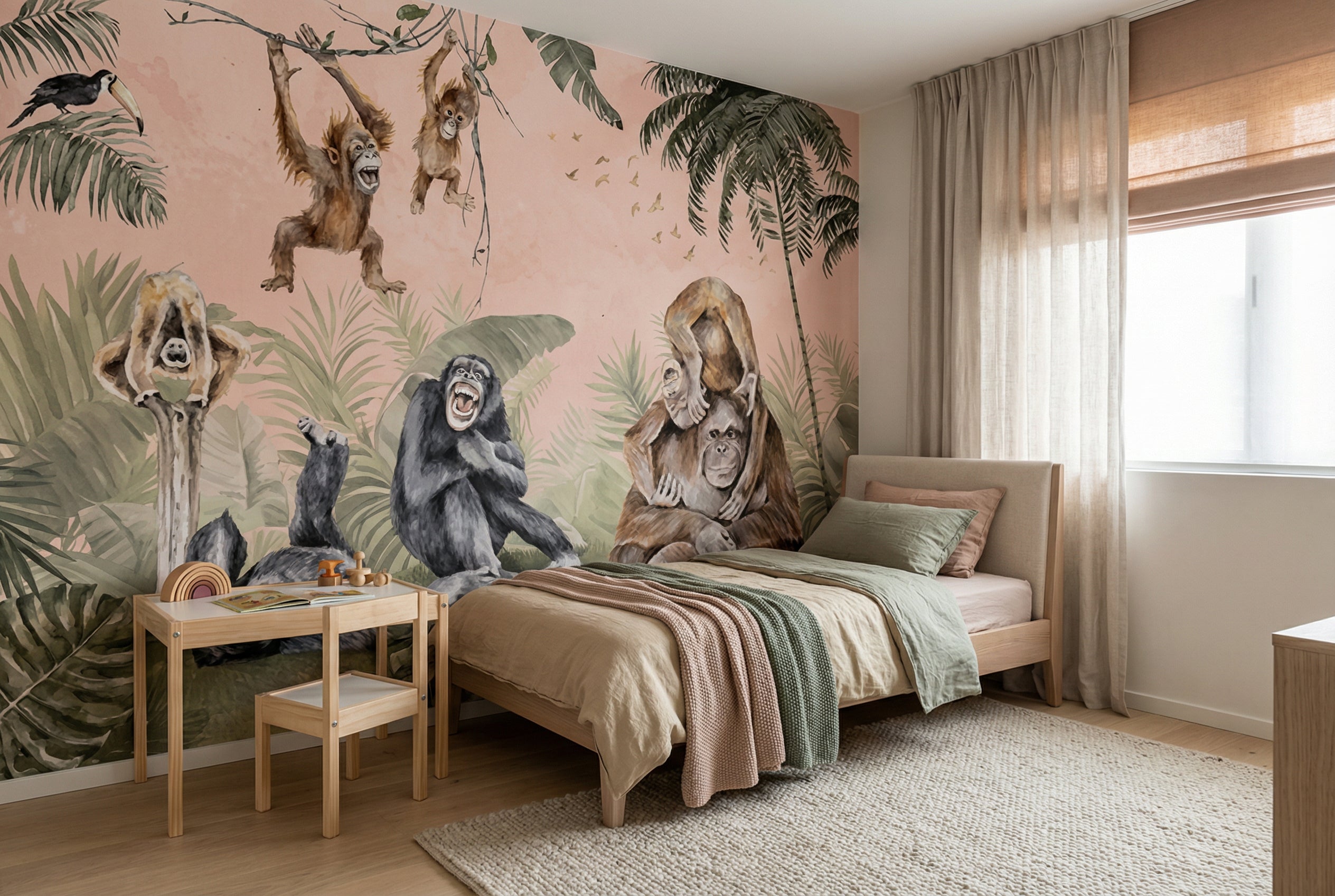 Behang Apen | Roze