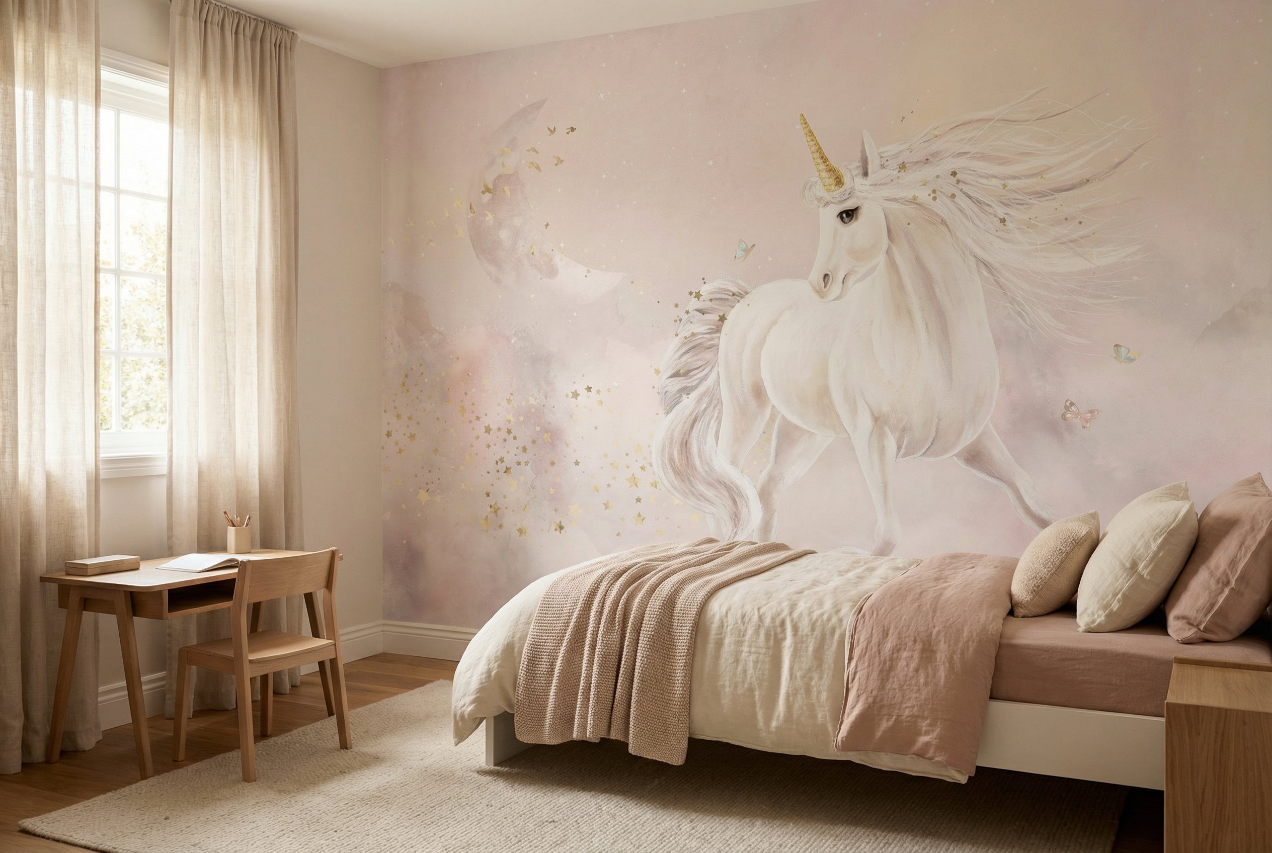 Behang Dreamy Unicorn | Roze