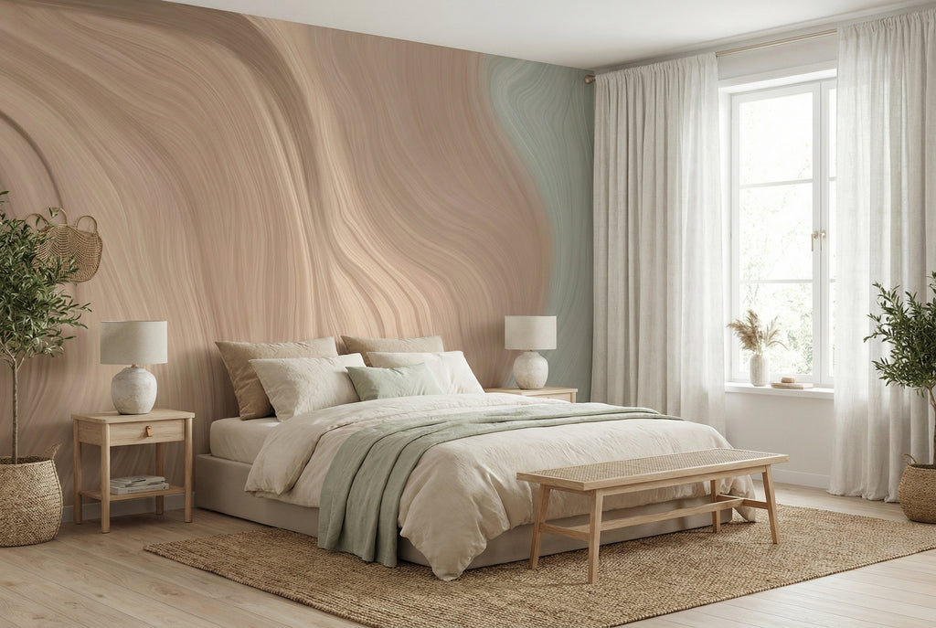 Behang Desert Waves | Beige & Mint