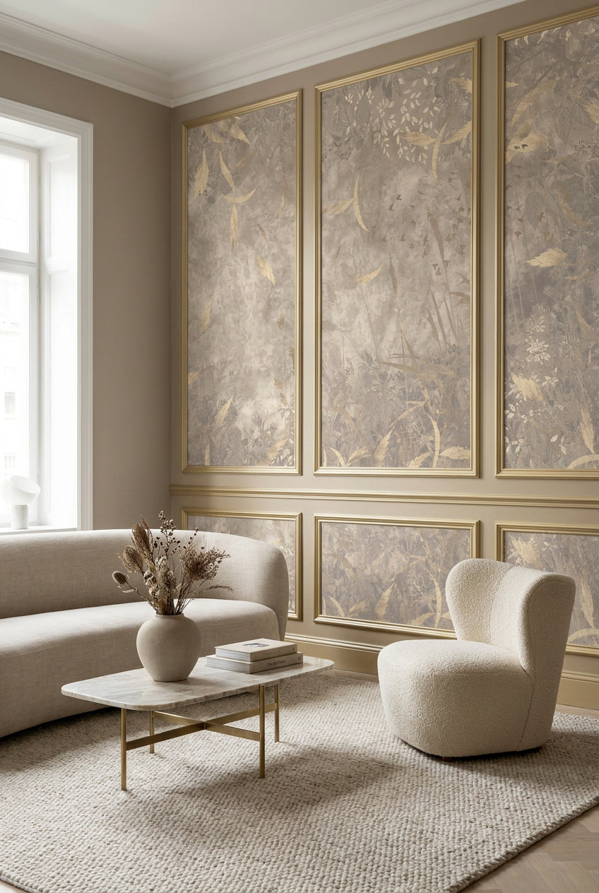 Behang Golden Leaves | Beige