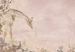 Behang Giraffe | Roze