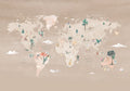Behang Wereldkaart | Beige