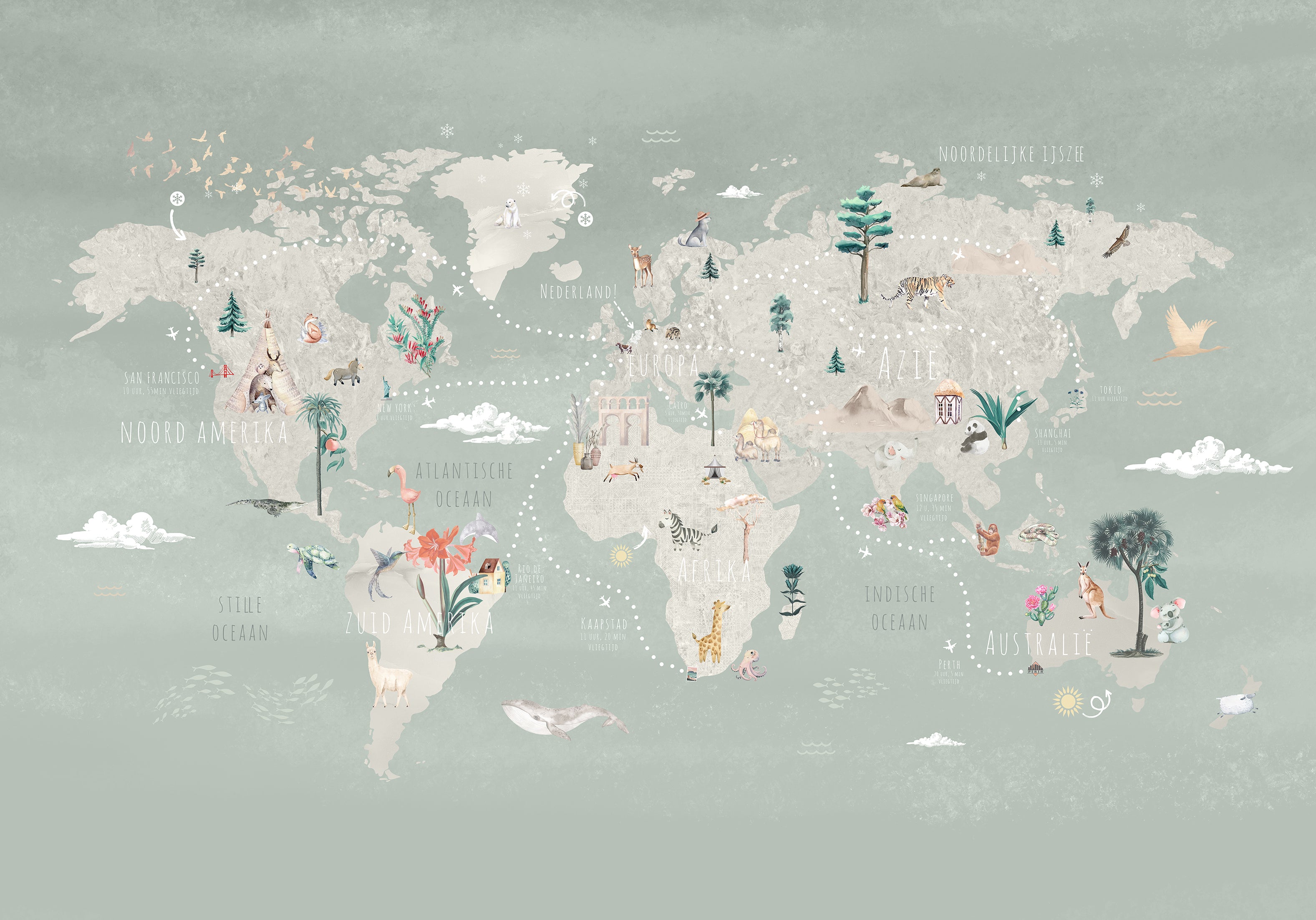 Behang Wereldkaart | Mint