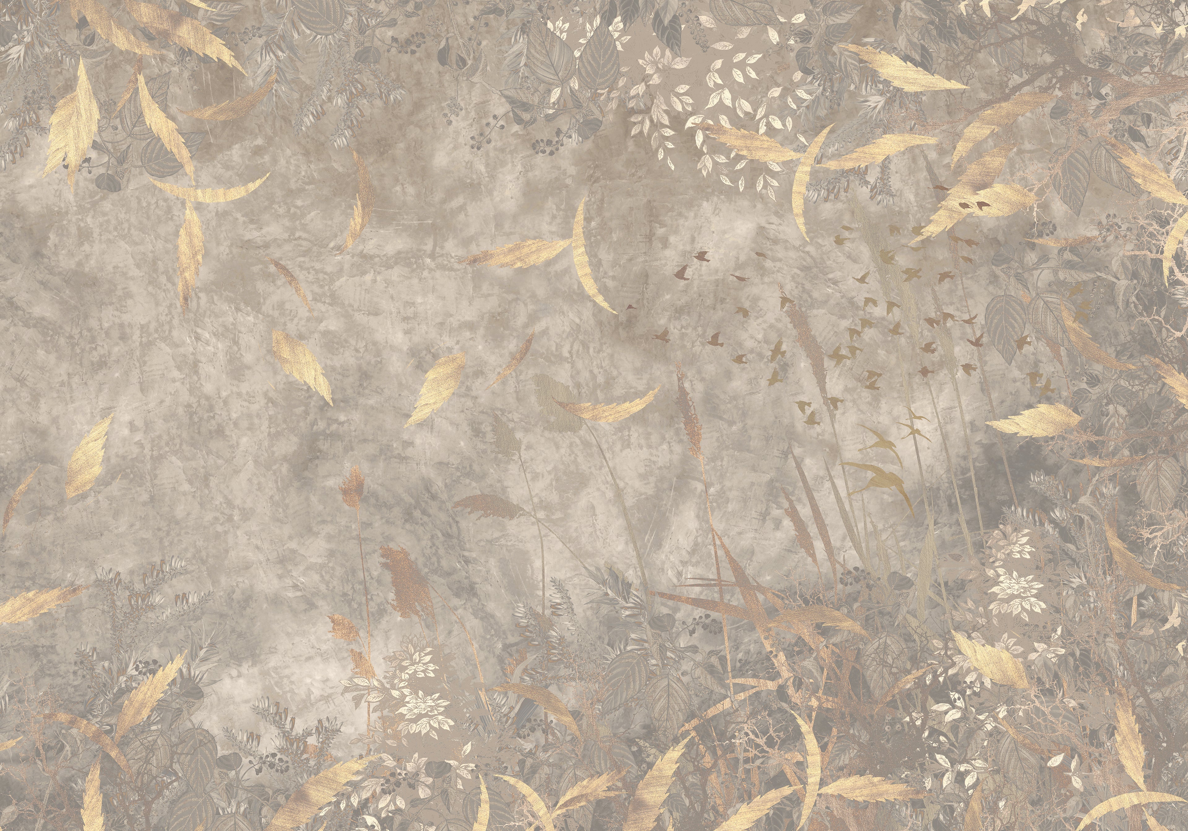 Behang Golden Leaves | Beige