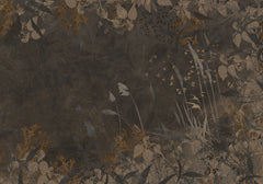 Behang Golden Leaves | Donkerbruin