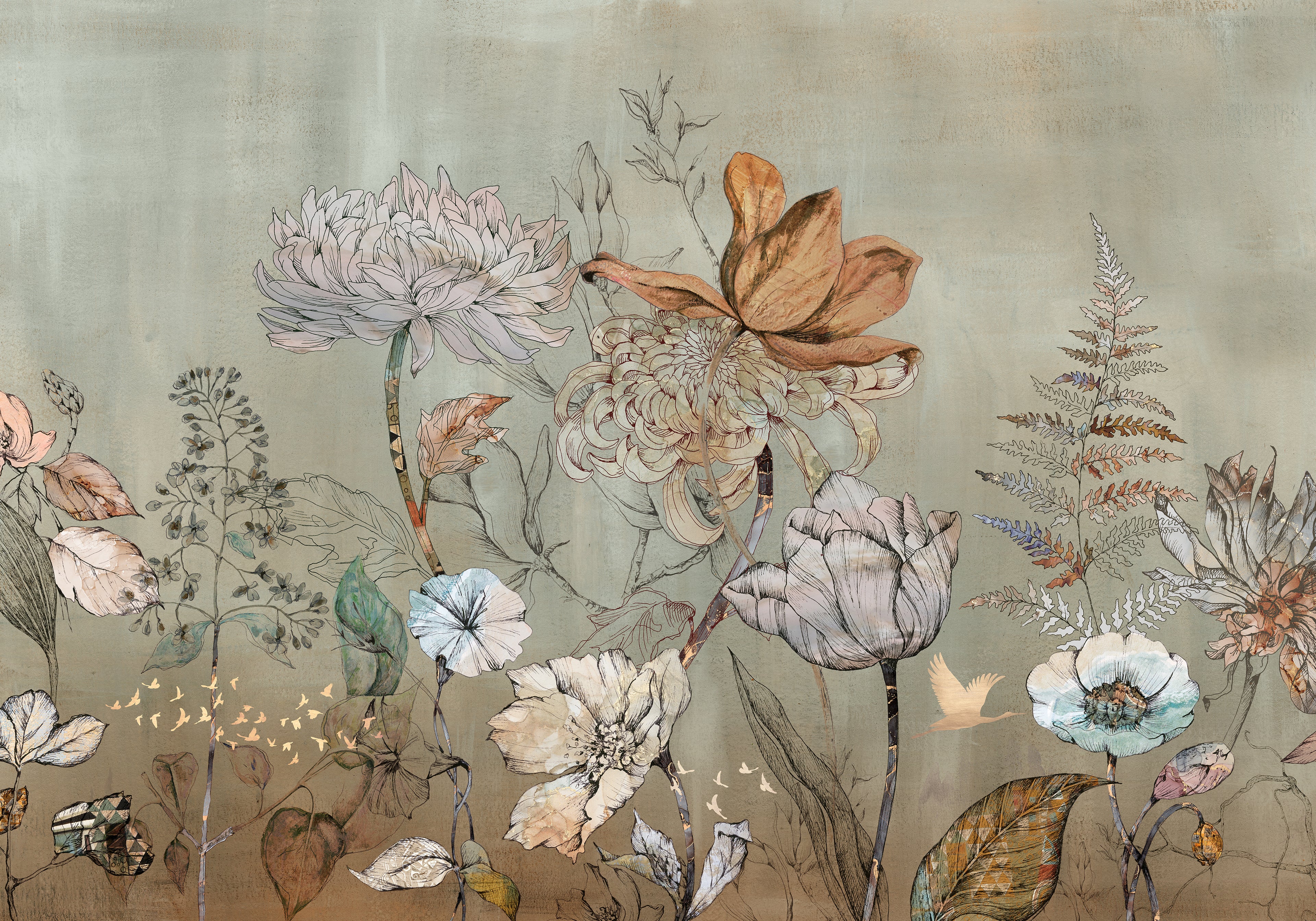 Behang Floral Garden | Groen