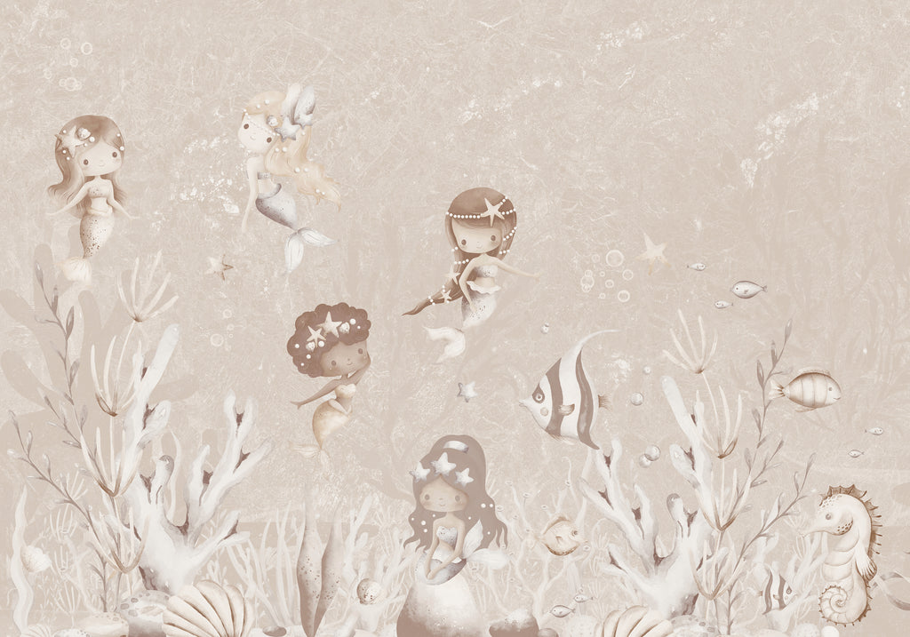 Behang Swimming Mermaids | Beige