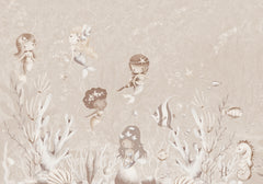 Behang Swimming Mermaids | Beige