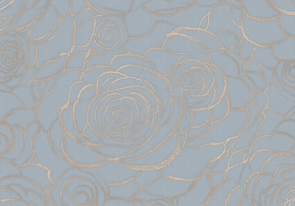 Behang Wild Roses | Blue