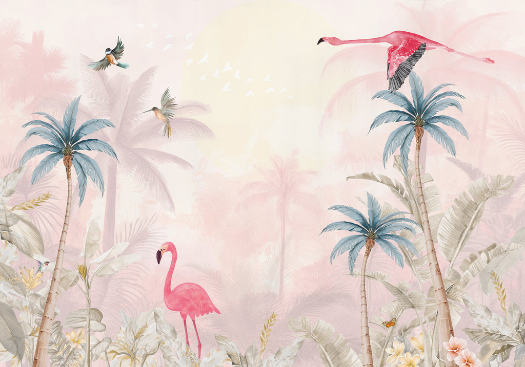 Behang Pink Flamingo