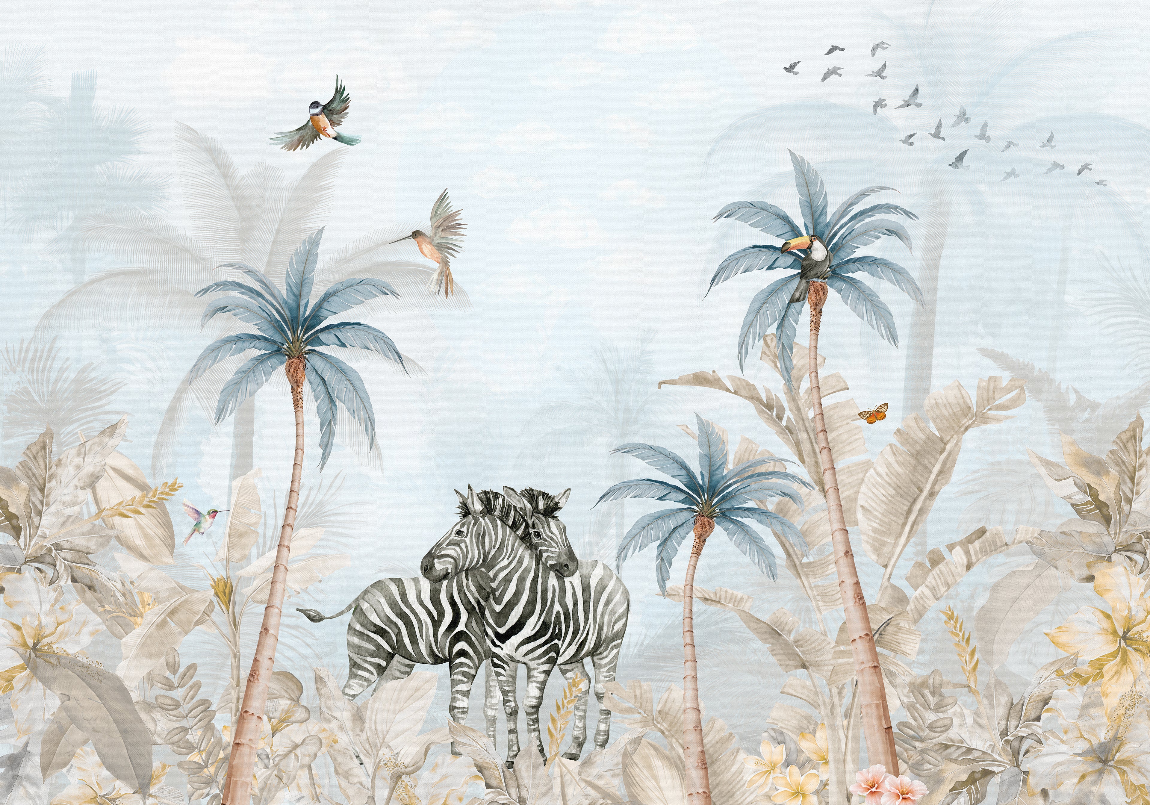 Behang Tropical Zebra's