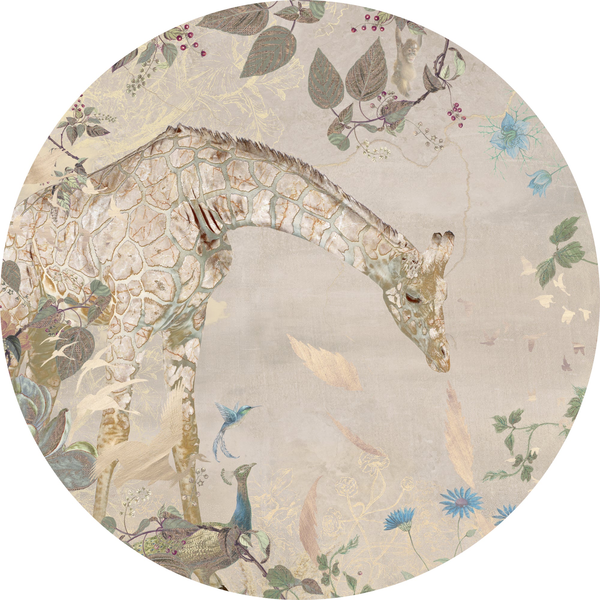 Behangcirkel Giraffe | Beige
