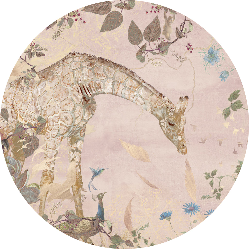 Behangcirkel Giraffe | Roze