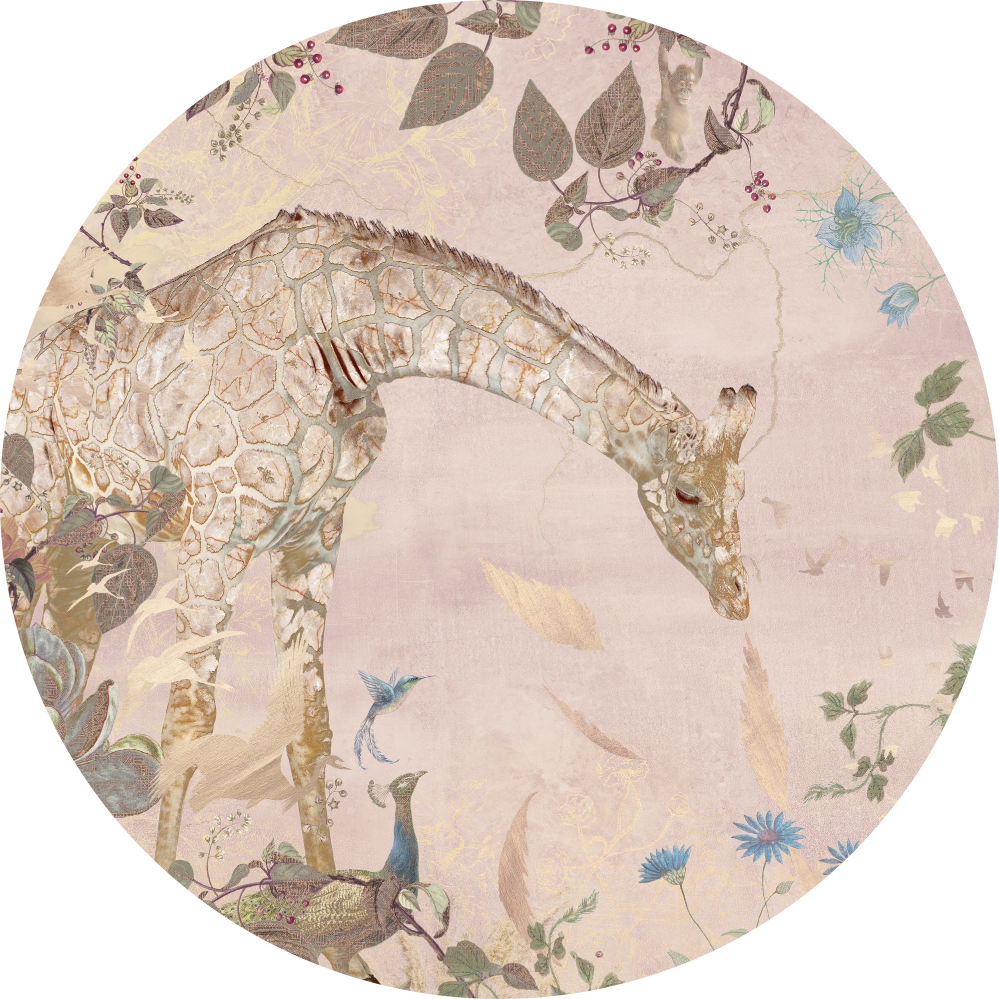 Behangcirkel Giraffe | Roze