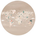 Behangcirkel Wereldkaart | Beige