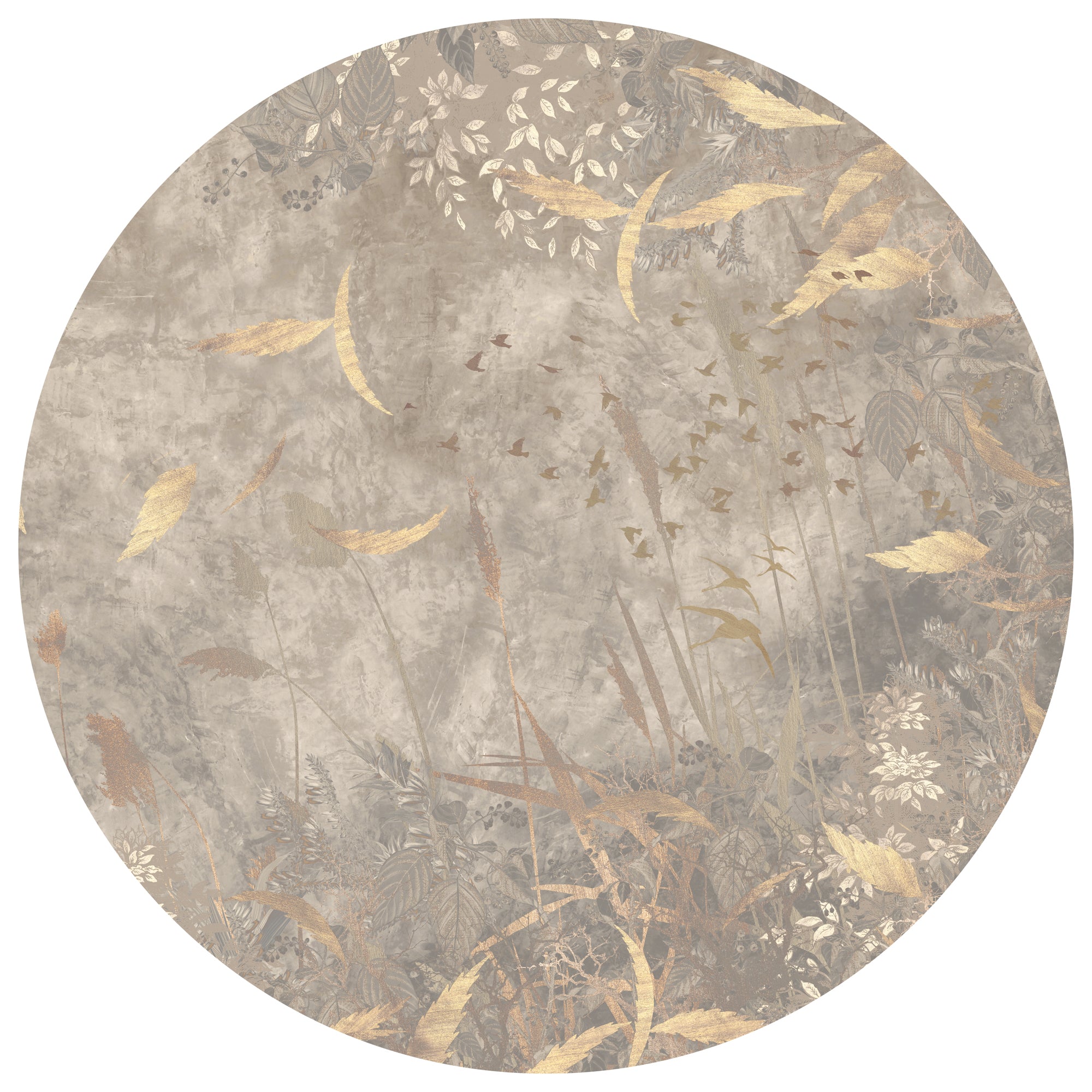 Behangcirkel Golden Leaves | Beige