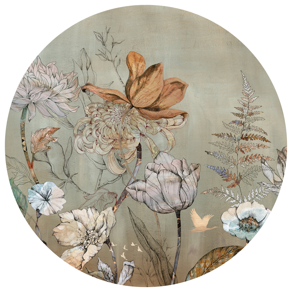 Behangcirkel Floral Garden | Groen