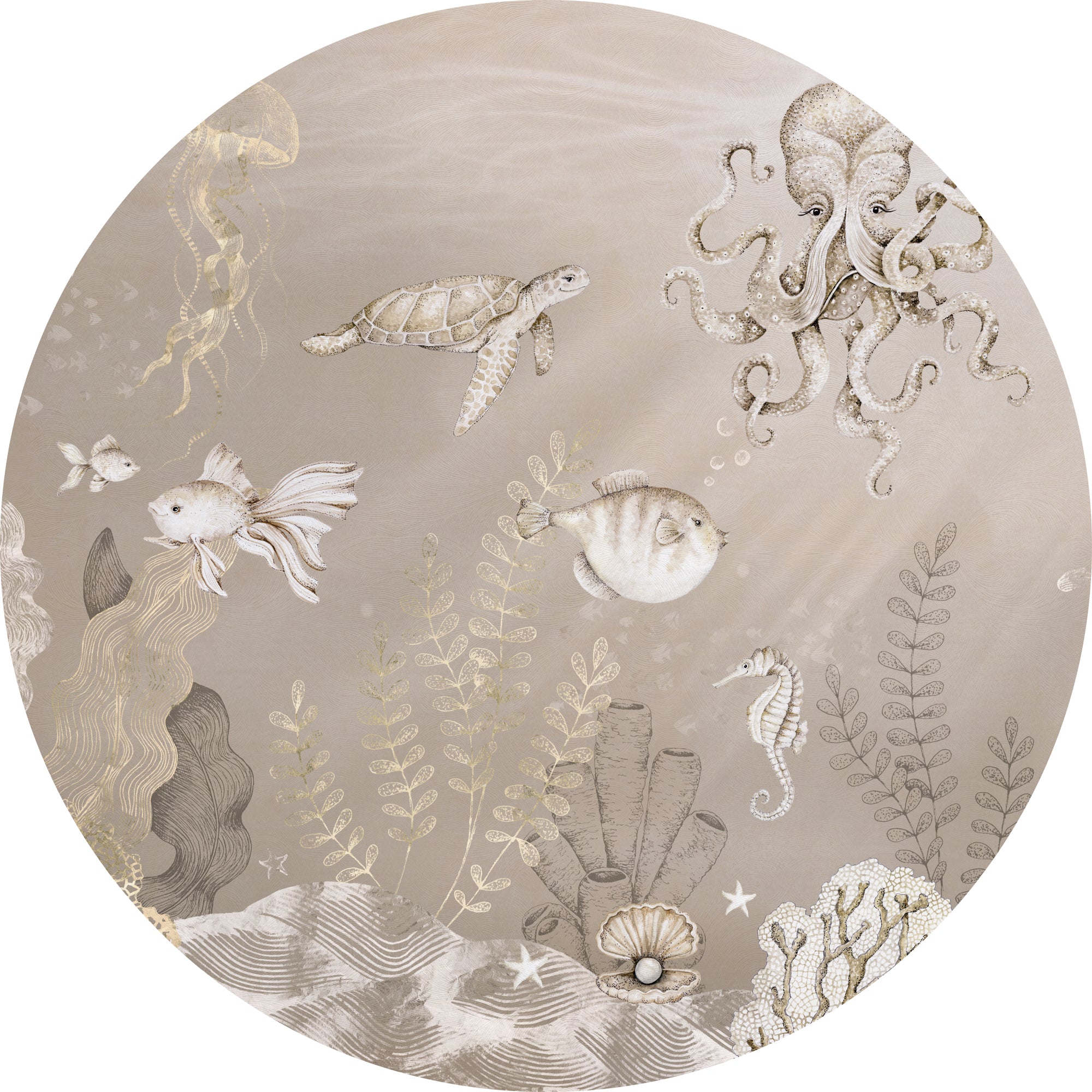 Behangcirkel Onderzee | Beige