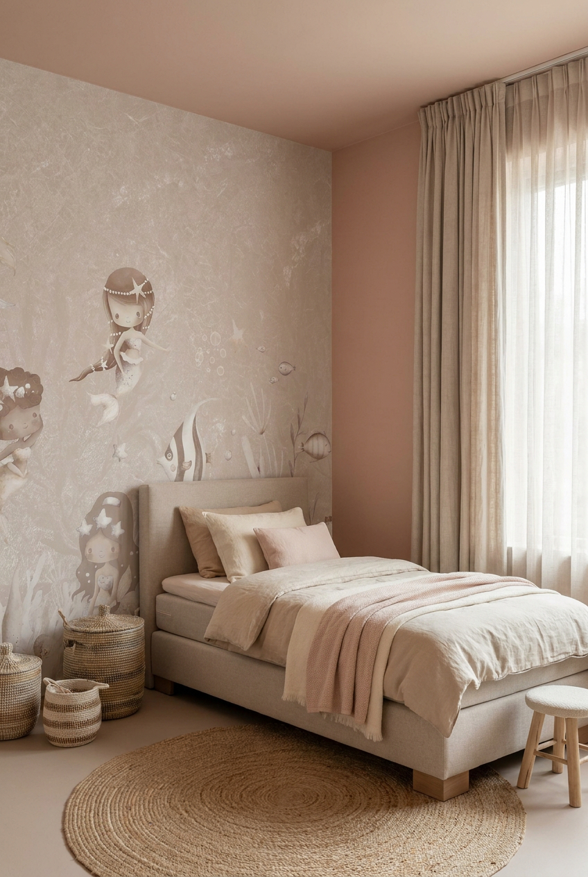 Behang Swimming Mermaids | Roze