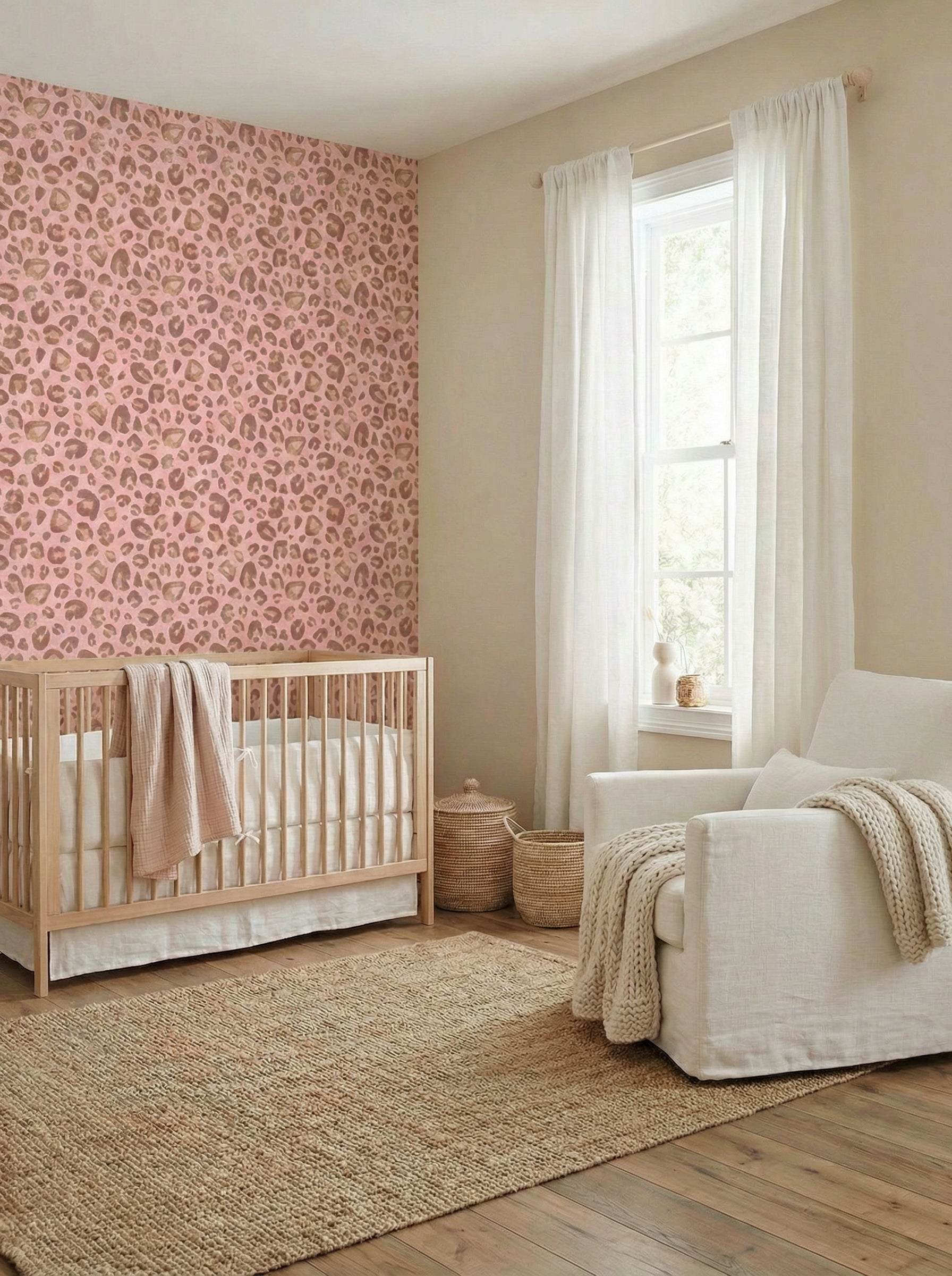 Behang Wild Leopard | Roze