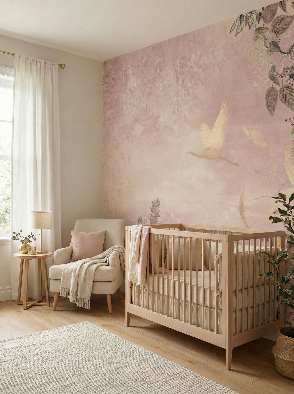 Behang Morning Bird | Roze